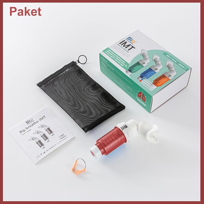 Bigbreathe IMT High(Red) | Inspiratory Muscle Trainer for Better Sports Performance and Ability, Breathing Training Device, Compact and Washable