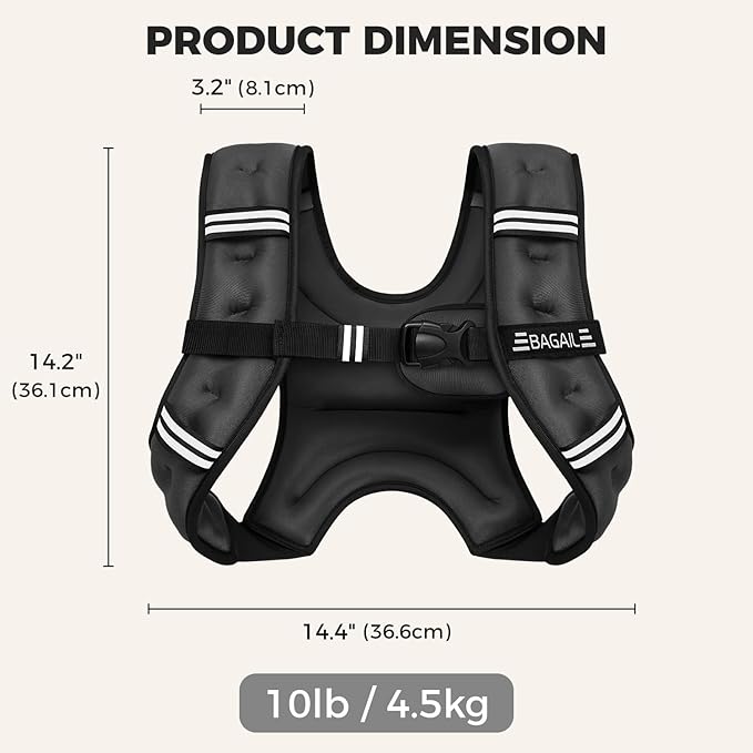BAGAIL Weighted Vest, 5lbs/8lbs/10lbs/12lbs/15lbs/20lbs/25lbs/30lbs Weight Vest with Detachable Phone Pouch, Rucking Vest for Women, Men, Walking, Weight Loss, Training, Running