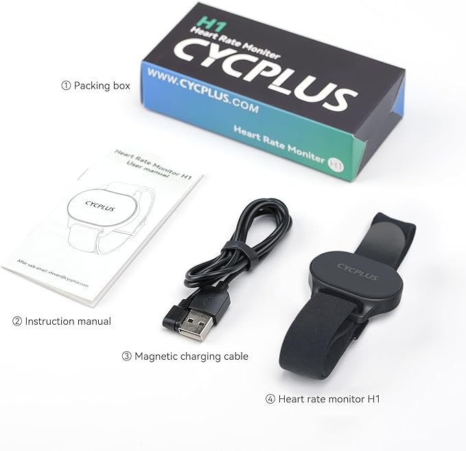 CYCPLUS Heart Rate Monitor Armband,Bluetooth 5.1 ANT+ HR Monitor with HR Zone LED Indicator, IP67 Waterproof, Use for Running Cycling Gym and Other Sports (2025 Upgraded Model)