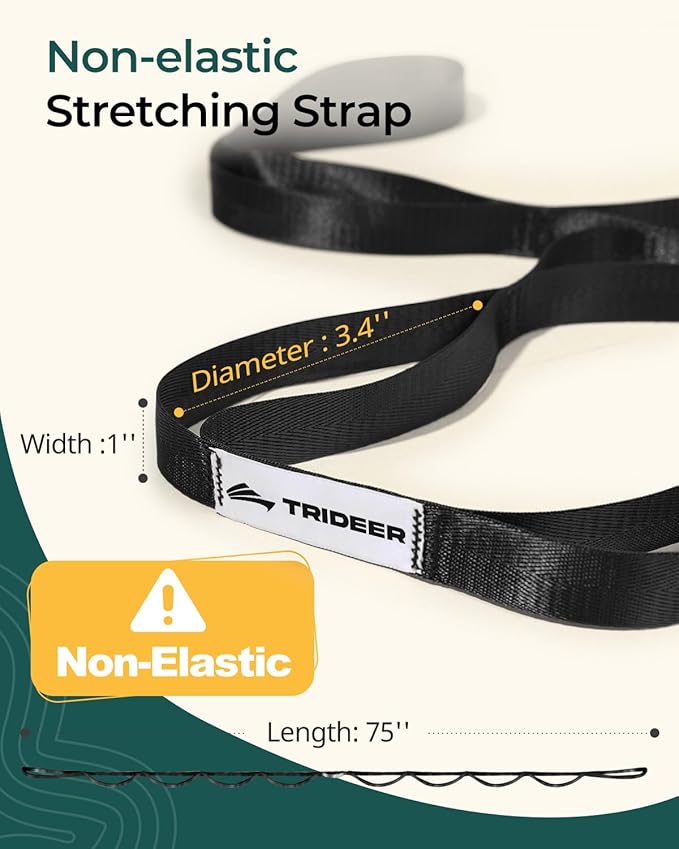 Trideer Stretching Strap & 3PCS Resistance Bands Set – Non-Elastic Stretch Strap & Elastic Bands for Safe Stretching, Mobility, Physical Therapy, Rehab, Recovery, Yoga & Home Exercise