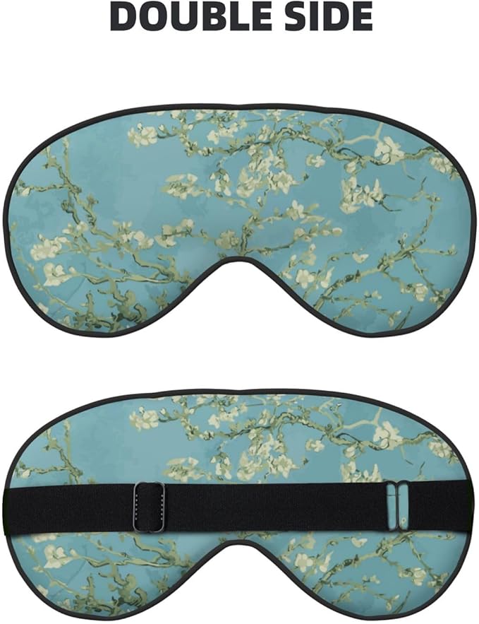 Sleep Eye Mask Abstract Blossom Blue Floral Sleep Mask for Women Men Comfortable Eye Mask with Adjustable Strap Soft Eye Cover Blindfold for Travel Yoga Nap Shift Work