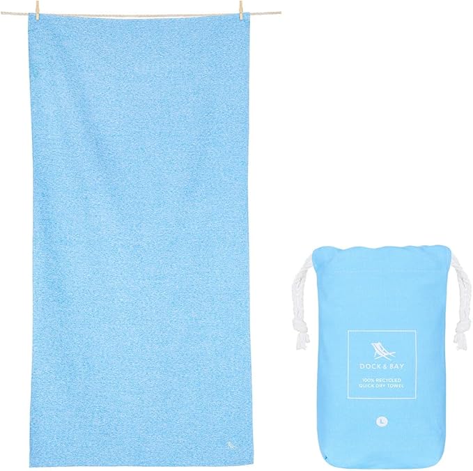 Dock & Bay Beach Towel - Quick Dry, Sand Free - Compact, Lightweight - 100% Recycled - Includes Bag - Set of 6 - Essentials, Extra Large (200x90cm, 78x35)