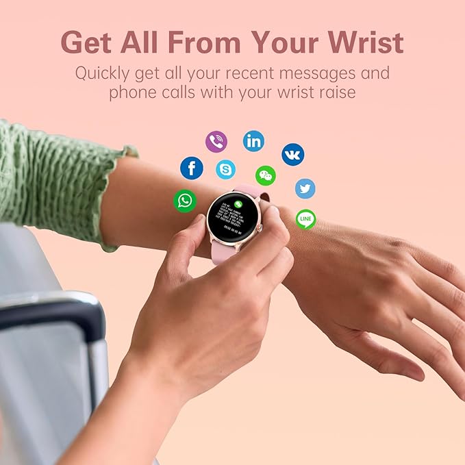 BRIBEJAT Smart Watch for Women, HD 1.20" Smartwatch Zinc Alloy Case, Fitness Tracker with SpO2/Heart Rate/Sleep Monitor, Waterproof Activity Tracker Pedometer Compatible with iOS Android