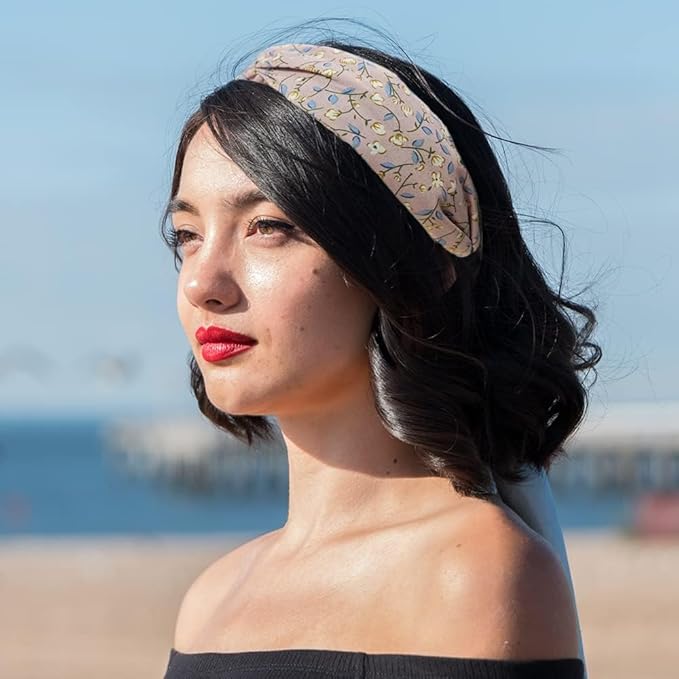 Madison Tyler Headbands for Women | Cute Top Knotted Pink Floral Outdoor Hairbands for Girls | Thin Hair and Thick Hair | Skincare and Boho Spring Headband for Washing Face