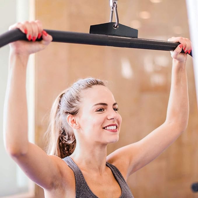 Cable Machine Lat Pulldown Attachments - 29/39/48 Inch Wide Grip Bar with Non-slip Handle for Home Gym Tricep Training