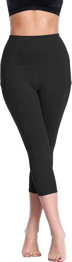 NELEUS Women's Tummy Control High Waist Capri Running Leggings Yoga Pants with Pocket