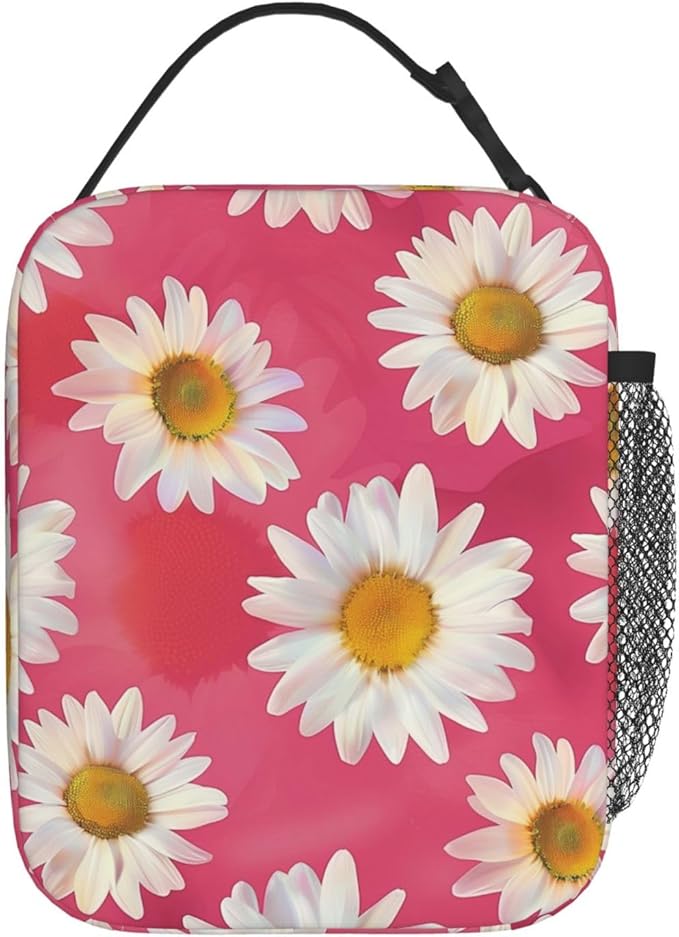 Daisy Floral Lunch Box for Women Men, Insulated Lunch Box Reusable Portable Lunch Bag Cooler Tote Waterproof Lunch Container for Office Picnic Work Travel