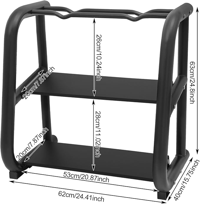 3-Tier Dumbbell and Kettlebell Storage Rack, Home Gym Storage Rack for Dumbbells, Kettlebells and Barbells with 220 lbs Load-bearing Capacity(24.41 * 15.75 * 24.8in)