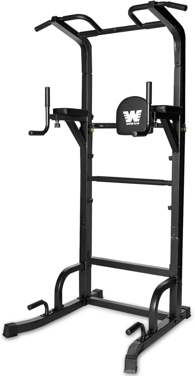 BARWING Pull Up Bar Station, Power Tower, Dip Station with 3D Backrest, Multi-Function Strength Training Stand Rack, Adjustable Height Dip Bar for Home Gym Workout Stand Fitness Exercise Equipment
