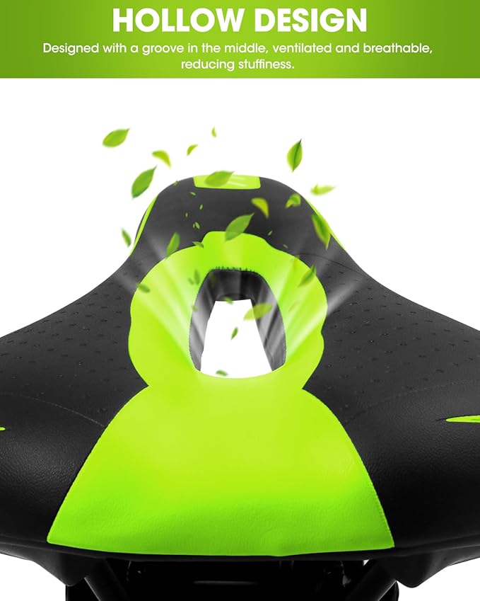 Gel Bike Seat for Men & Women, Mountain Bike Saddle, Comfortable Bicycle Seats, Soft Cushion Padded, Waterproof Saddles for Road, City, Exercise Bikes