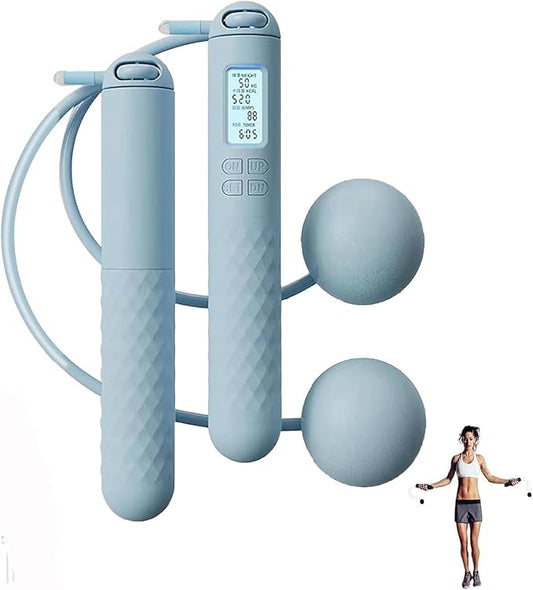 Indicatek Skipping Rope with Counter, Cordless Jump Rope, Smart Weighted Cord with Lcd Display, Adjustable Digital Counting Skipping Tool, Tangle-Free Wireless String for Fitness