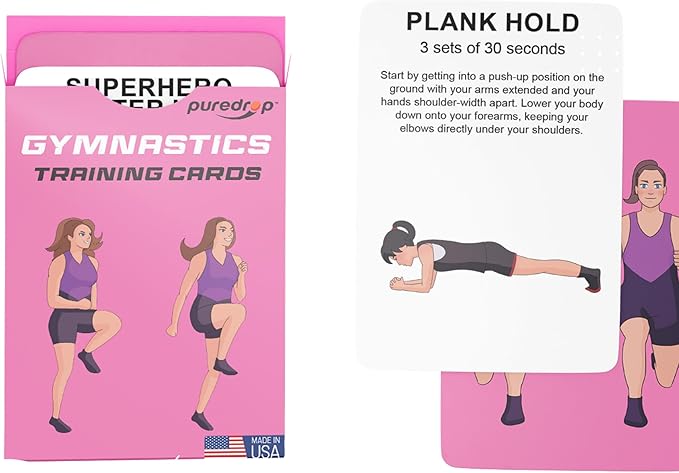 Gymnastics Training Equipment Aid Cards: Great Training Drills for Solo Practice. Exercises and Workouts for at Home. Fun Activity for Kids, Youth Junior and Beginners Gymnasts Dance