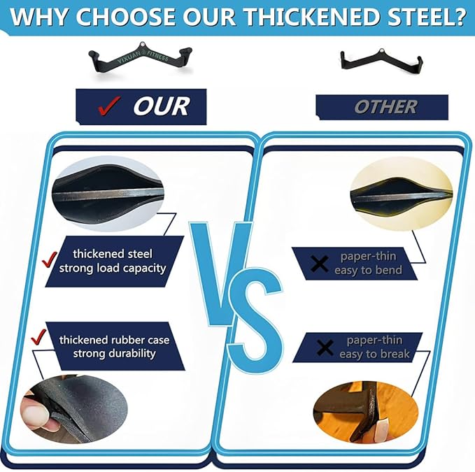 Thickened Steel Wide Grip & Close Grip Lat Pulldown Attachments - V Bar, Double D Row Handle & Tricep Press Down Bar for Home Gym Cable Machine Accessories