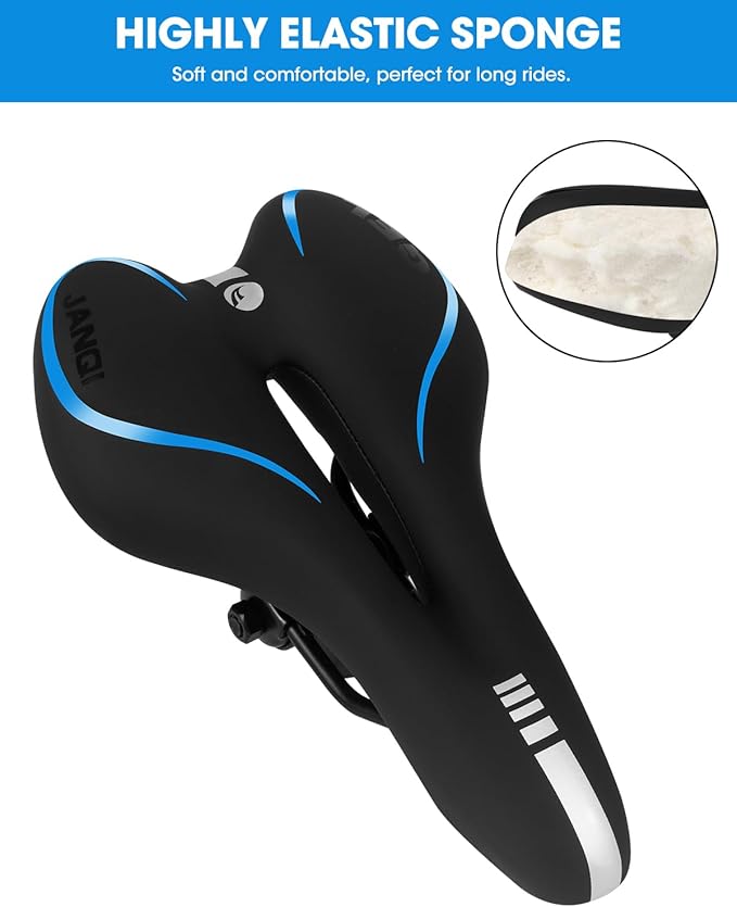 Comfortable Bike Seat for Men & Women, Waterproof Bicycle Seat, Breathable Mountain Bike Saddle, Gel Bicycle Saddle for MTB, BMX, Road Bike, City Bikes, Exercise Bikes