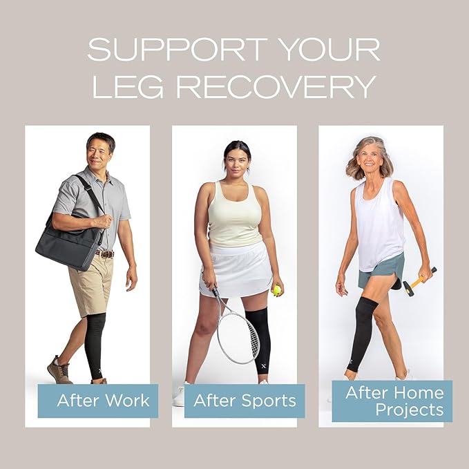 Medicine-Infused Pain Relieving Leg Compression Sleeve for Men and Women with Leg/Knee Pain, Arthritis, Tendonitis, and Calf Cramps