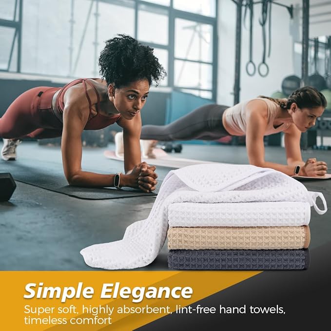 HOMEXCEL 4 Pack Gym Towels, Microfiber Yoga Towels for Bathroom, Ultra Soft, Highly Absorbent and Quick Dry Towel for Gym, Shower, Fitness, Spa 15 x 25 Inch
