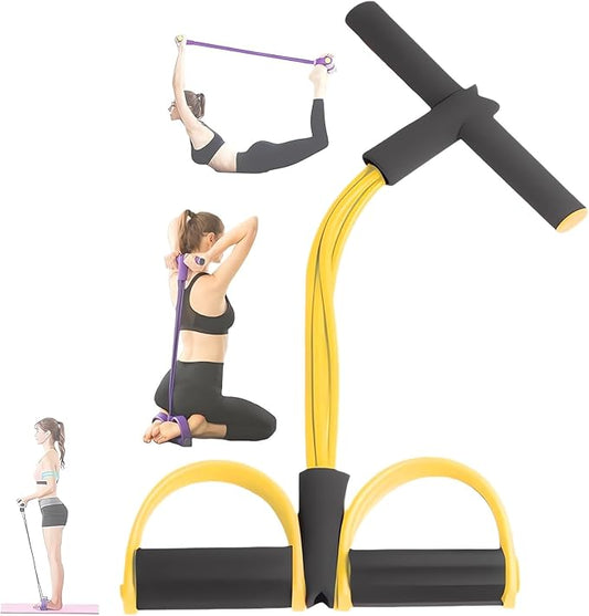 21 Fitness Resistance Bands-4 Tube Pedal Ankle Puller - 2023 New Sit up Leg Stretch Rope Exercise Bands with Handles, Stretching Workout Fitness Bands for Arm Weights Exercise Equipment