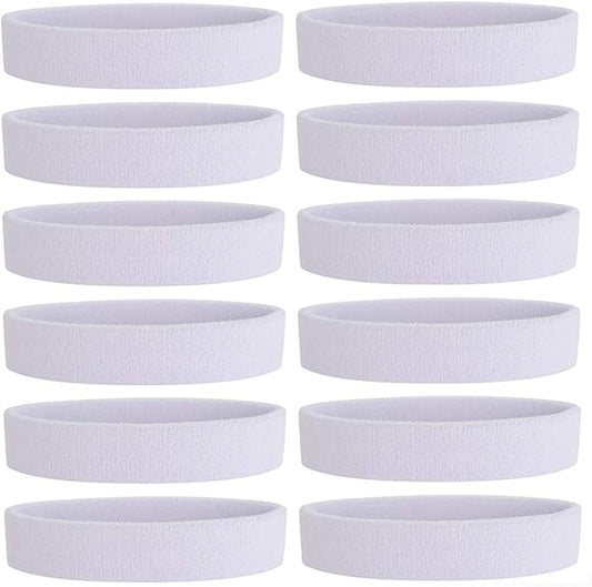 ONUPGO Sweatband Headbands for Men & Women -12PCS Sports Headbands Moisture Wicking Athletic Cotton Terry Cloth Headband for Tennis,Basketball,Football,Gym,Working Out
