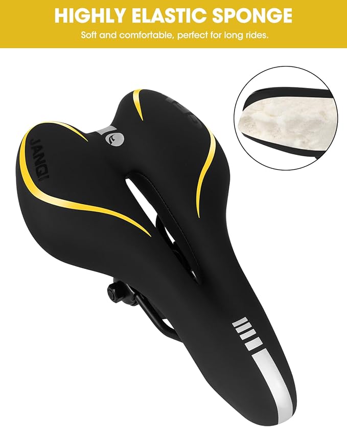 Comfortable Bike Seat for Men & Women, Waterproof Bicycle Seat, Breathable Mountain Bike Saddle, Gel Bicycle Saddle for MTB, BMX, Road Bike, City Bikes, Exercise Bikes