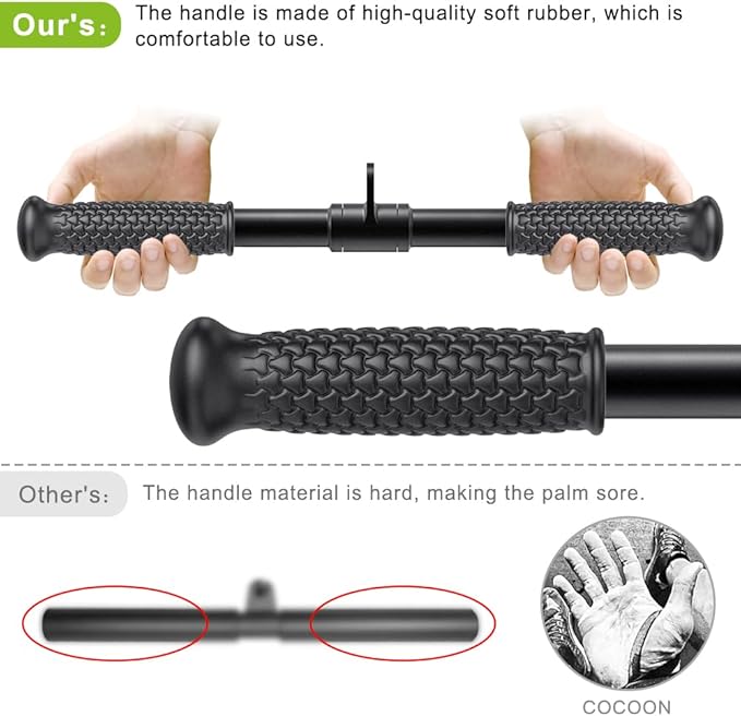 SELEWARE Rotating Straight Bar Cable Machines Attachments for Gym, Pull Down Bar Press Down Bar with Non-Slip Rubber Handle, Universal Attachment for Cable Machines