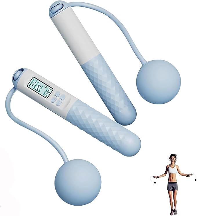 Indicatek Skipping Rope with Counter, Cordless Jump Rope, Smart Weighted Cord with Lcd Display, Adjustable Digital Counting Skipping Tool, Tangle-Free Wireless String for Fitness