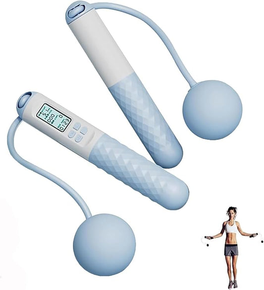 Indicatek Skipping Rope with Counter, Cordless Jump Rope, Smart Weighted Cord with Lcd Display, Adjustable Digital Counting Skipping Tool, Tangle-Free Wireless String for Fitness
