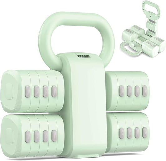 2-in-1 Adjustable Dumbbell Set, Upgraded 5 Levels Heavier Hand Weights for Women Men, Each 2.2/3.3/4.4/5.5/6.6lb, Convertible Weights Dumbbells and Kettlebell Set for Home Gym Exercise & Fitness