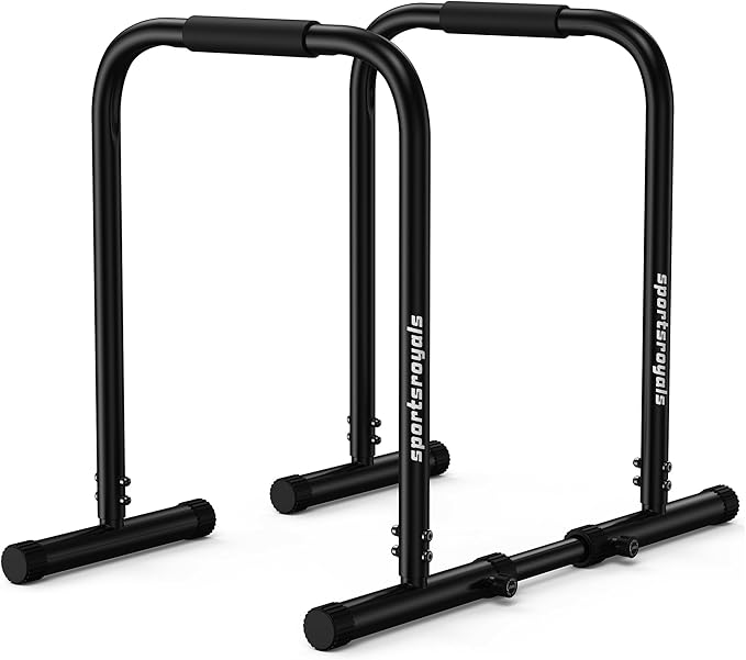 Sportsroyals Adjustable Dip Bar Station, Heavy Duty Parallette & Parallel Bars, 400LBS Stable Dip Stands for Home Gym, Calisthenics & Upper Body Workout Equipment