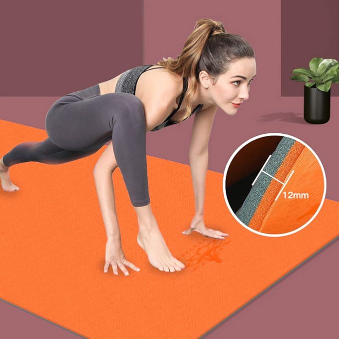 Hatha Yoga Extra Thick TPE Yoga Mat - 72"x 32" Thickness 1/2 Inch -Eco Friendly SGS Certified - With High Density Anti-Tear Exercise Bolster For Home Gym Travel & Floor Outside