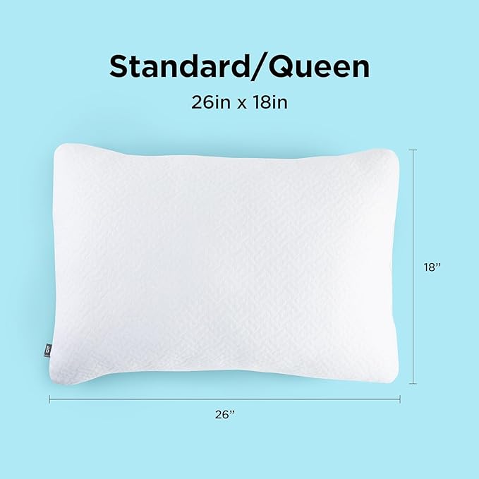 Brookstone TempSense Down Alternative Pillow Set - Standard/Queen Size Bed Pillows for Adults, Comfortable and Supportive Bedroom Pillows for Bed, Ideal for All Sleep Positions - 2 Pack, S/Q-White
