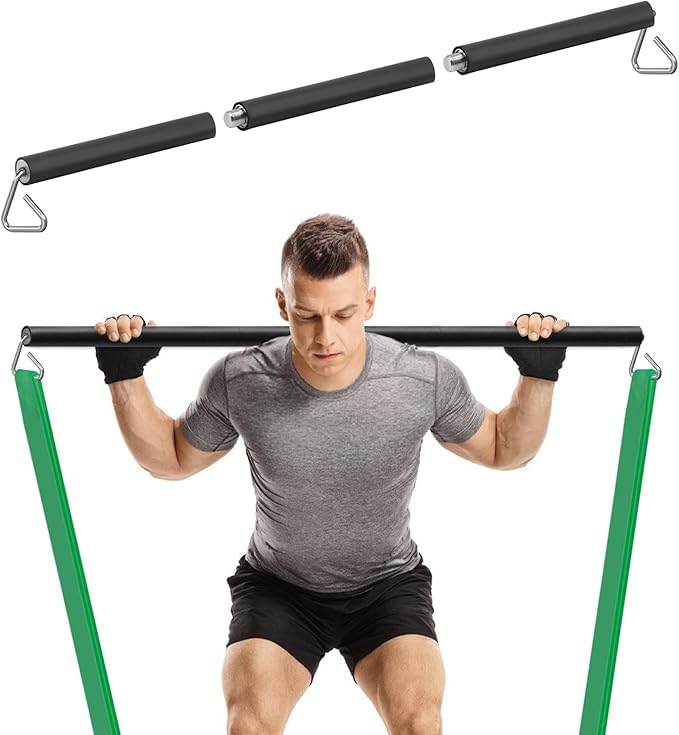 Resistance Band Bar, 26.4in or 39.4in, Workout Bar for Fitness, Portable Weightlifting Training, Suit for Home Exercise, Resistance Band Training