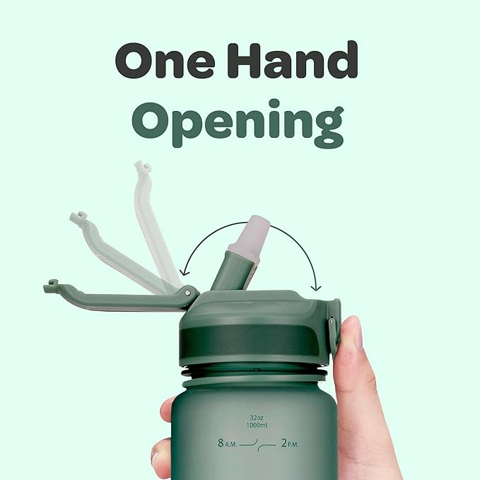 Hydracy Water Bottle with Time Marker -Large BPA Free Water Bottle & No Sweat Sleeve -Leak Proof Gym Bottle with Fruit Infuser Strainer & Times to Drink -Ideal for Fitness Sports & Outdoors