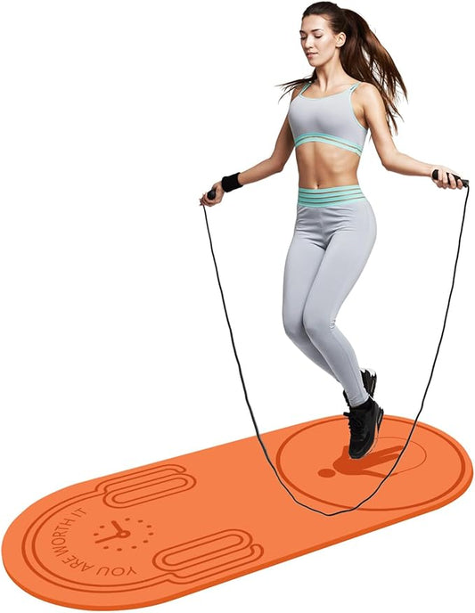8/20/30mm Jump Rope Mat Fitness Exercise Mat Durable, Non-Slip, Workout Mats with Jump Rope & Carrying Bag for Home Gym Flooring (55"x 24")