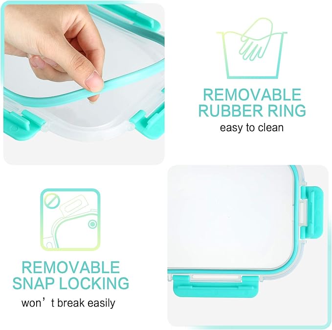 [5-Packs, 36 Oz.] Glass Meal Prep Containers with Locking Lids Glass Food Containers,Airtight Lunch Container,Microwave, Oven, Freezer and Dishwasher (4.5 Cup, Green)