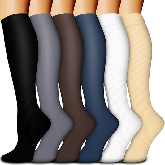 Bluemaple Compression Socks for Women & Men Circulation (6 Pairs) 15-20 mmHg is Best Support for Athletic Running Cycling