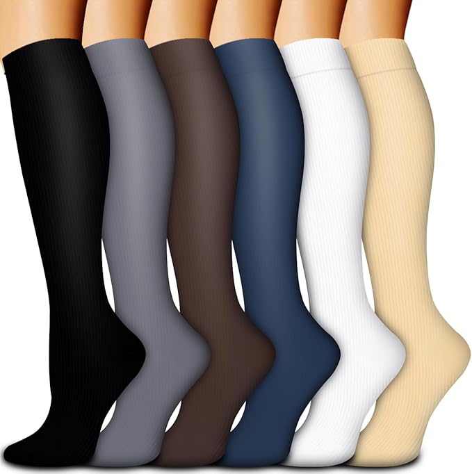 Bluemaple Compression Socks for Women & Men Circulation (6 Pairs) 15-20 mmHg is Best Support for Athletic Running Cycling