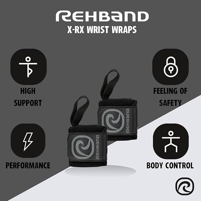 Rehband Wrist Wrap 1 Pair, Wrist Wraps Weightlifting, Training 18 inch, Wrist Wrap, Comfortable & Stabilizing Wrist Supports for Gym