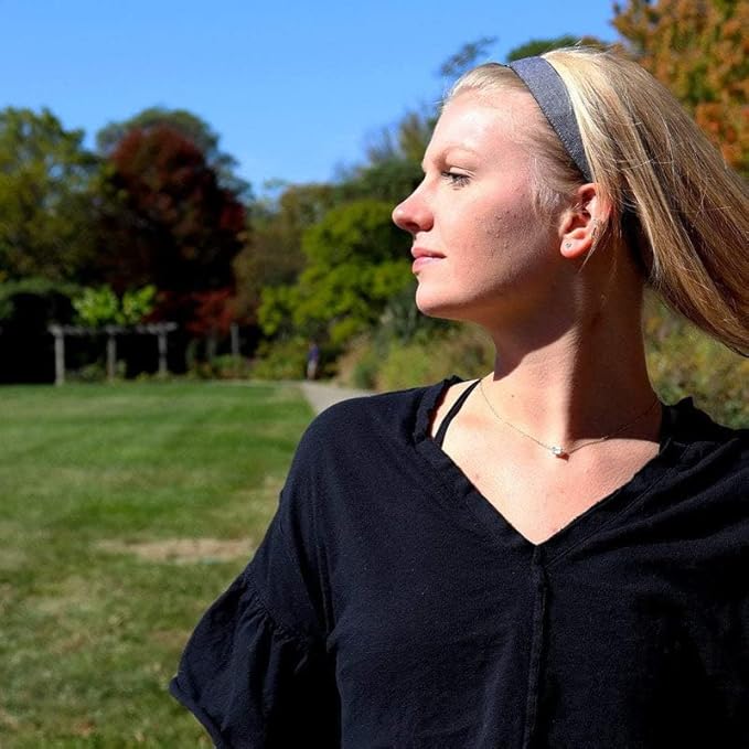 Sweaty Bands Womens Girls Headband - Non-Slip Velvet-Lined Fitness Hairband - Oxford Grey Black 1-Inch