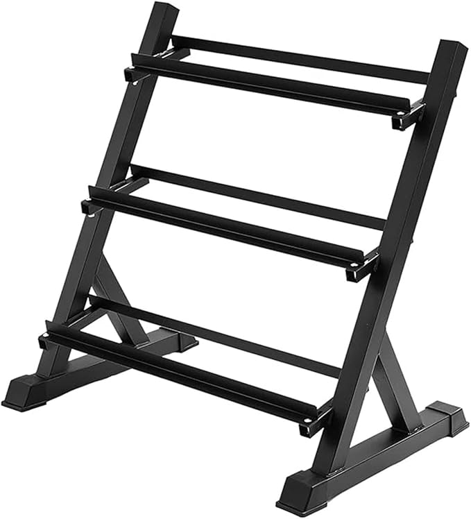3 Tier Dumbbell Rack, Heavy Duty Weight Rack for Home Gym, Holds Dumbbells & Kettlebell Set, Dumbell Rack Stand Only with Shelf, 1100LBS Capacity