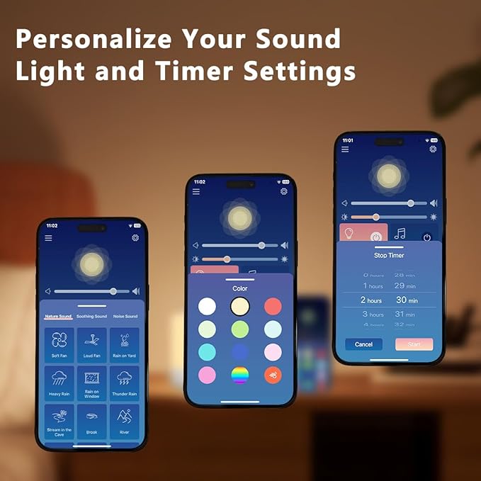 Easysleep Sound Machine Baby White Noise Machine for Sleeping,Toddler Sleep Trainer with 30 Soothing Sounds 12 Night Light,Timers, App Remote Control,Night Light Sleep Machine for Nursery Kid