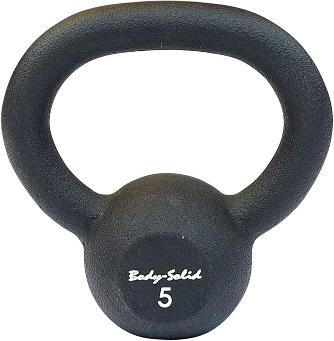 Body-Solid Matte Black Powder Coat Kettlebell with Kettle Grip Handle, Perfect Kettlebells for Weight Training and Core Workout Exercise Equipment