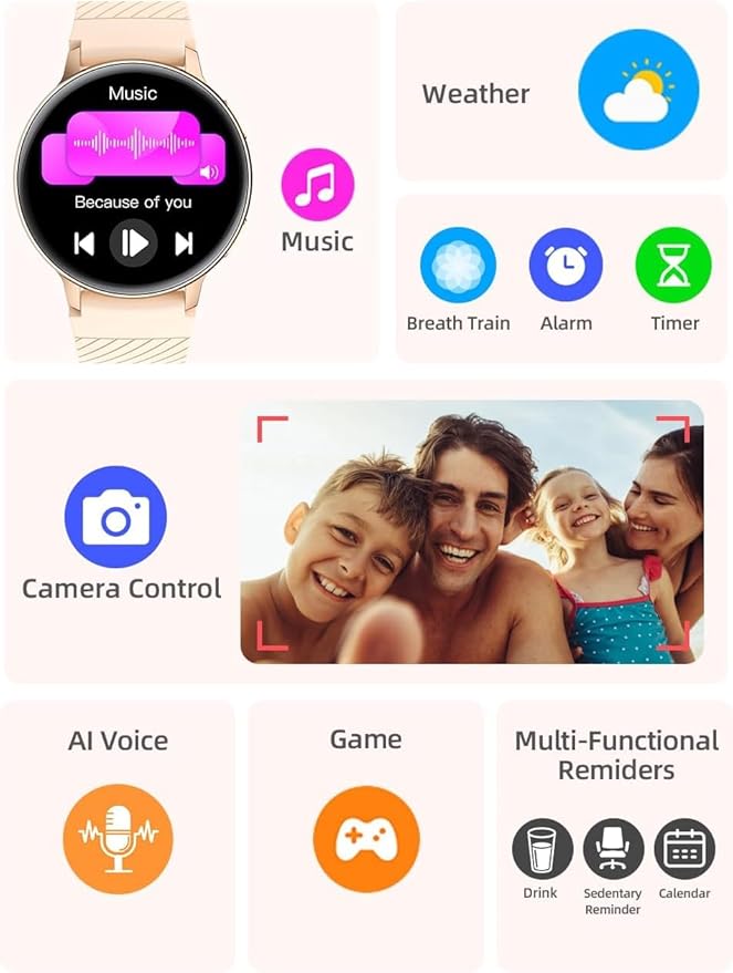 FILIEKEU Women Smart Watch Bluetooth Calls IP67 Waterproof Sport Fitness Tracker 1.39" HD Full Touch Screen Rose Golden mesh SmartWatches for Android iOS