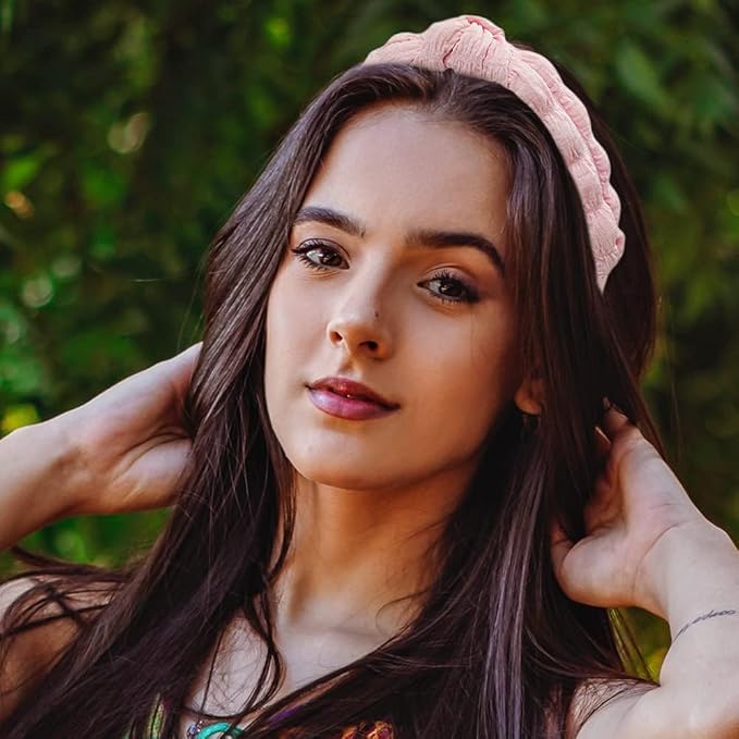 Madison Tyler Headbands for Women | Fashion Boho Top Knotted Pink Puff Cloth Workout Hairbands | Outdoor and Party Non-Slip Headbands