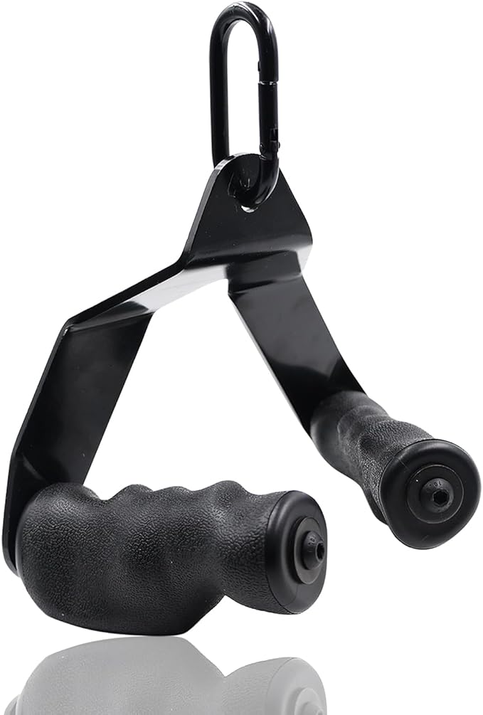 J Bryant Ergonomic Steel Rowing Handles - Non-Slip TPE Coating, 440LB Max Load, Comfortable Grip for Wrist Support - Triangle V Bar for LAT Pulldown & Cable Machines - Home Gym Essential