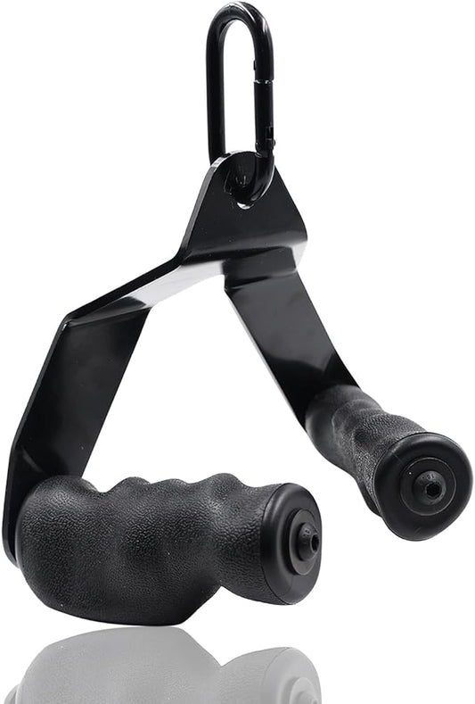 J Bryant Ergonomic Steel Rowing Handles - Non-Slip TPE Coating, 440LB Max Load, Comfortable Grip for Wrist Support - Triangle V Bar for LAT Pulldown & Cable Machines - Home Gym Essential