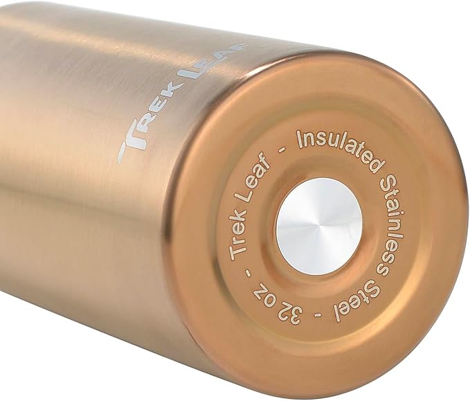 Travel Water Bottle with Carrying Bag, 3 Lids (Spout, Straw, Flip), and Bottle Brush; Leak Proof, Quality, Vacuum Insulated, Stainless Steel (Rose Gold, 32 oz)