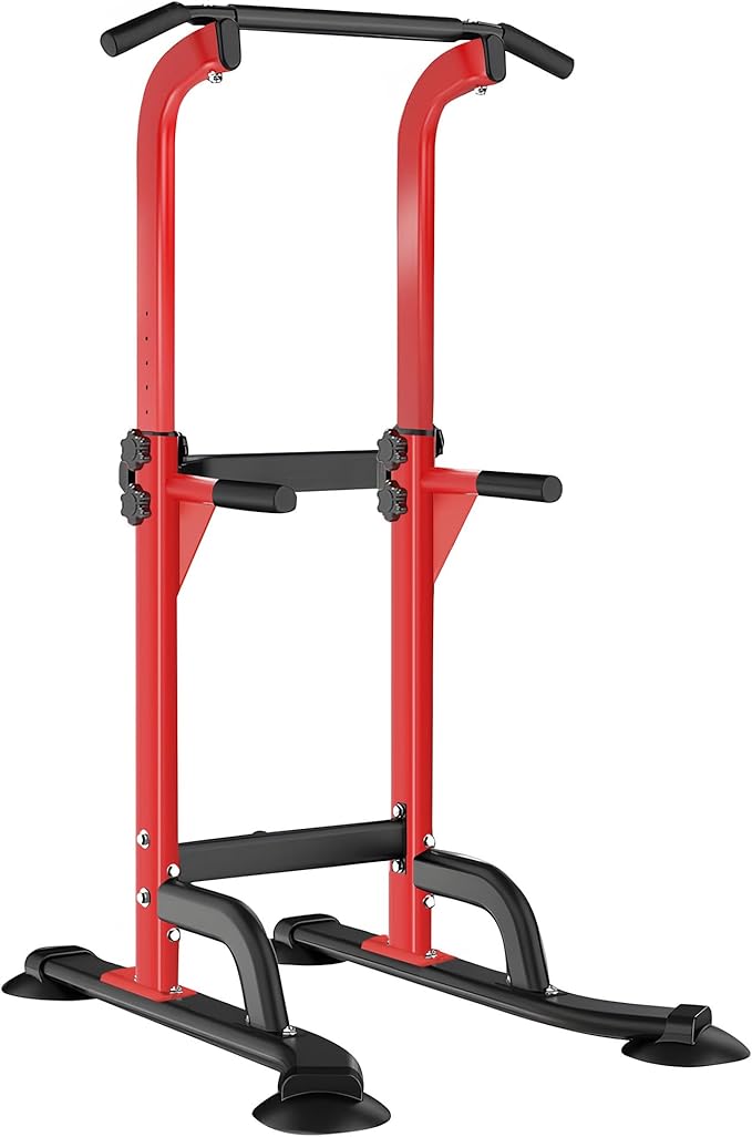 SogesHome Power Tower Pull Up Bar and Dip Station Adjustable Height Dip Stand Multi-Functional Strength Training Fitness Workout Station