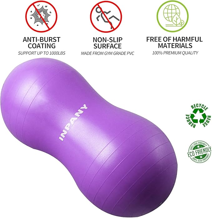 INPANY Peanut Ball - Anti Burst Exercise Ball for Labor Birthing, Physical Therapy for Kids, Core Strength, Flexible Seating, Home & Gym Fintness, Sensory Chair Wiggle Seat for Boys and Girls