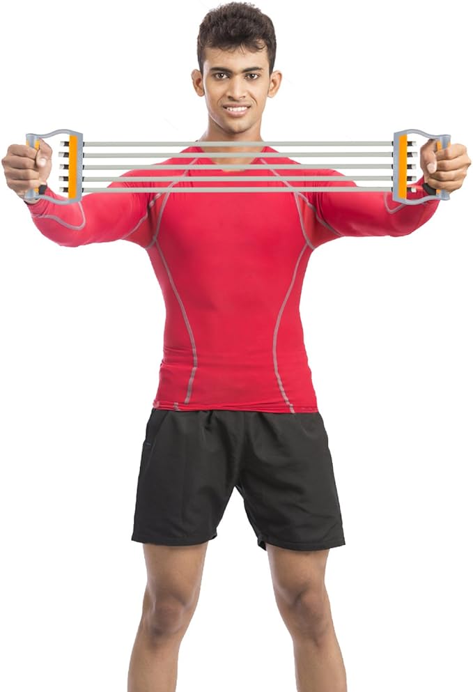 TOCO FREIDO Chest Expander | Arm Training, 5 Tubes Ajustable Arm Strength Trainer, Exercise Resistance Bands for Home Fitness Muscle Training Body Building