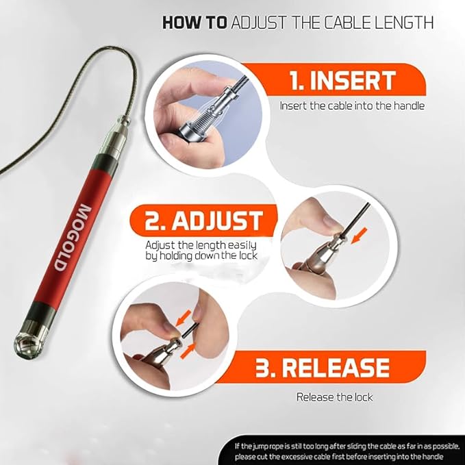 2-in-1 Speed Rope: 2mm for Boxing/MMA & 3mm for CrossFit - Tool-Free Adjustable Cable System with Dual Bearings - Sweatproof Hybrid Grip for High-Intensity Training